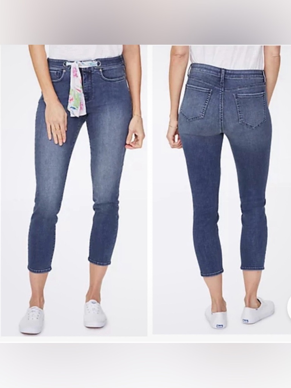 NYDJ Mid-Rise Cropped Skinny Jeans - Medium Blue Wash